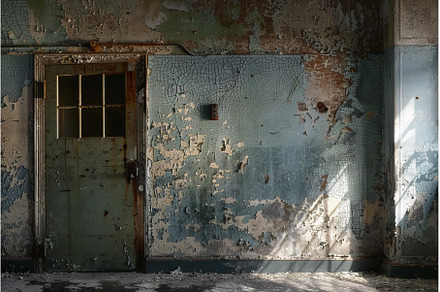 Old metal door with window in, an Architecture Photo by Ylivdesign