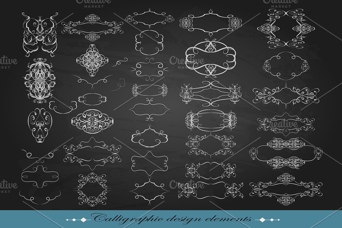 36 Calligraphic Design Elements, a Decorative Illustration by redstudio (Photo 1 of 5)