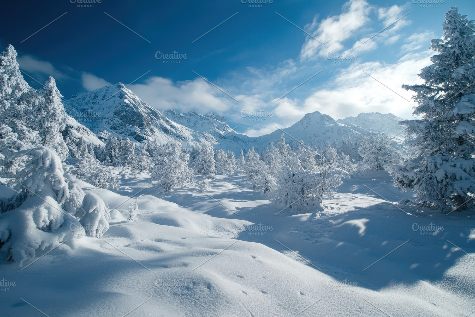 A beautiful snow landscape hills, a Photo by Pavel_design
