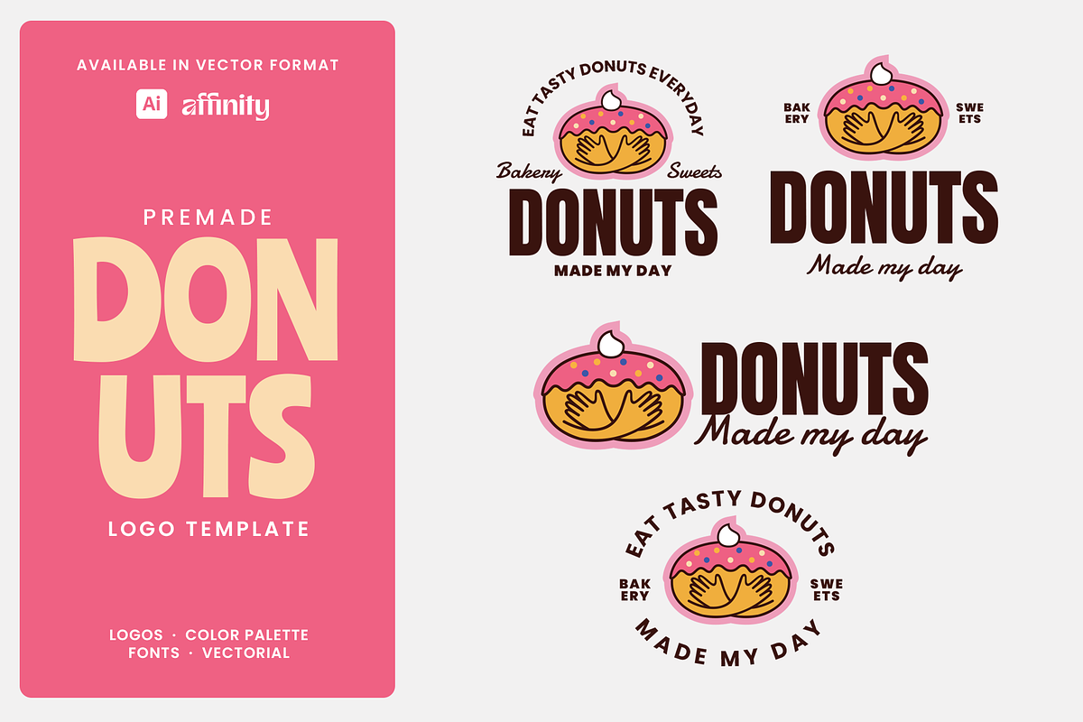 Donut Pastry Bakery Logo Template, a Branding & Logo Template by Headfonts (Photo 1 of 3)
