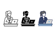 Businesswoman Laptop Vector Art, a Solid Icon by Artonix (Thumbnail 2 of 2)