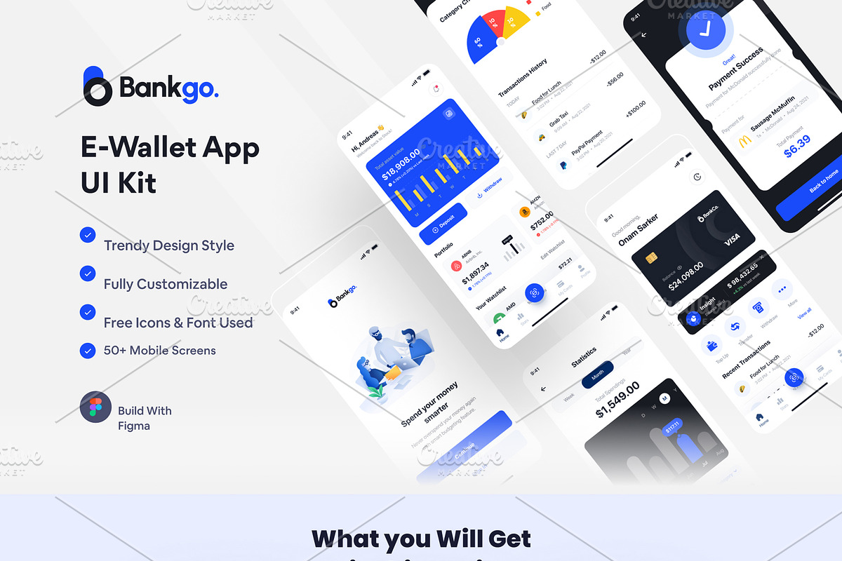 Mega – E-Wallet App UI Kit Bundle, an UI Kit Template by DesignsLab (Photo 3 of 5)