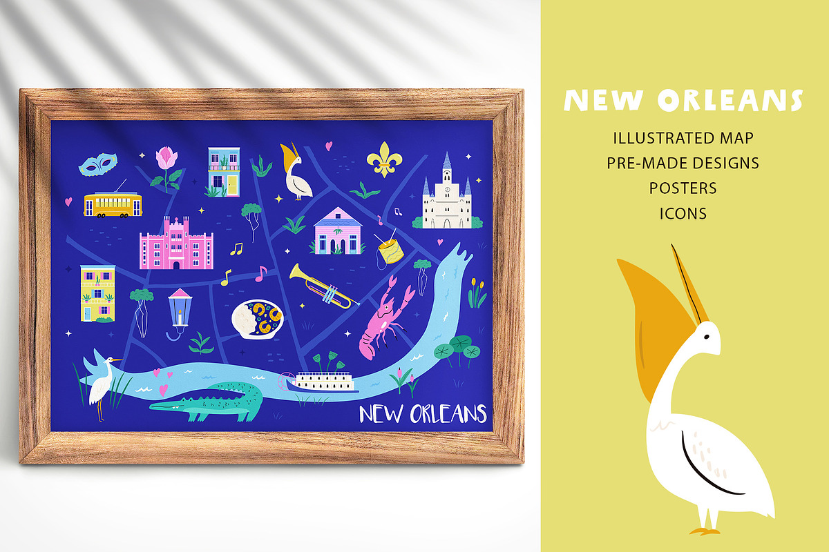 New Orleans Illustrated Map & Poster, an Illustration by danceyourlife (Photo 1 of 6)