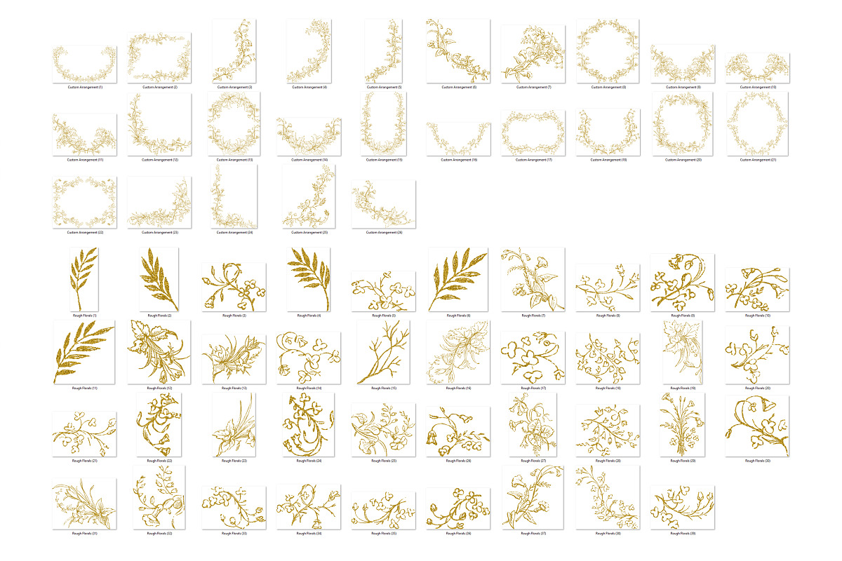Gold Chinoiserie Floral Clipart Pack, a Decorative Illustration by Century Library (Photo 10 of 11)