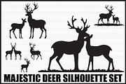 Majestic Deer Forest Silhouettes, an Illustration by hafijul (Thumbnail 1 of 7)