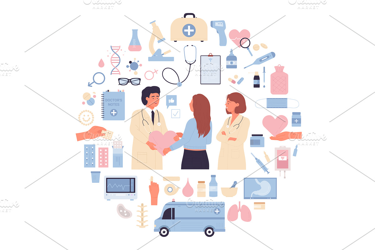 Medical service, emergency kit and, an Object Illustration by Flashvector