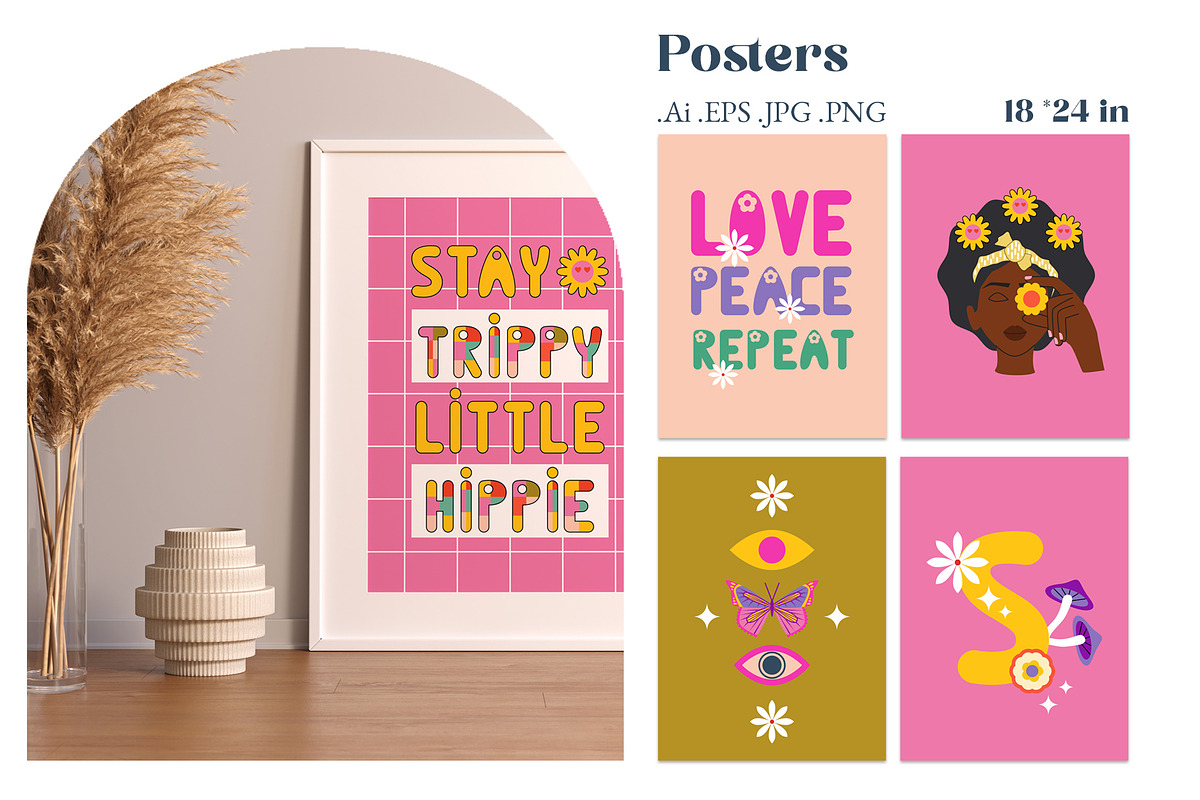 Retro Groovy Hippie Bundle, an Object Graphic by Sofico (Photo 19 of 35)