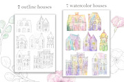 Watercolor Houses and Plants, an Illustration by ViсkyArtDesign (Thumbnail 12 of 14)
