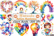 Watercolor Autism Awareness PNG, an Illustration by DreamCafeArt (Thumbnail 1 of 8)