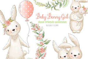 Bunny baby girl clipart Easter