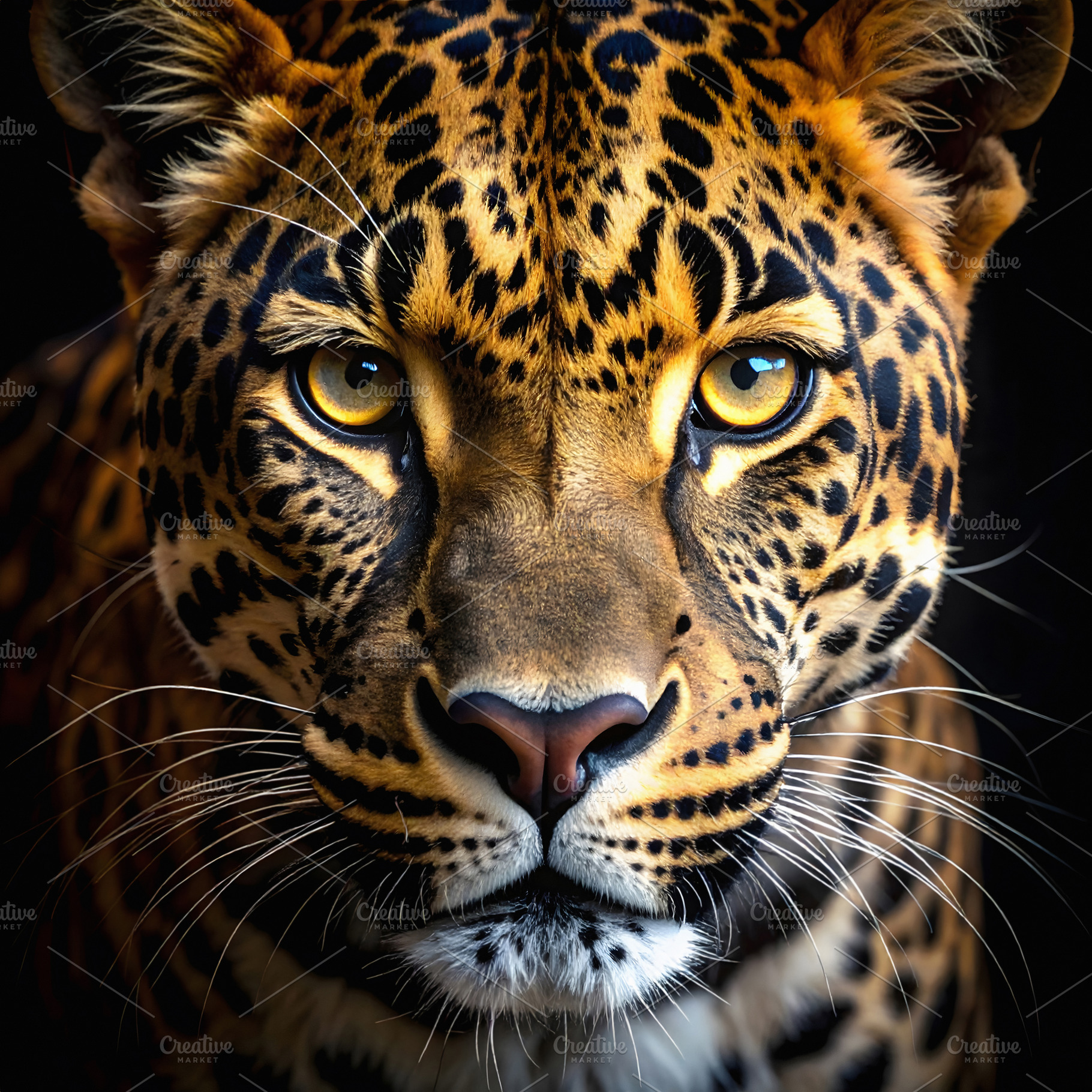 Intense gaze of a wild leopard captured in close up, an Animal Photo by GoodGoods