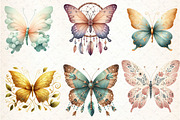 Watercolor Boho Butterfly Clipart, an Illustration by DreamCafeArt (Thumbnail 3 of 7)