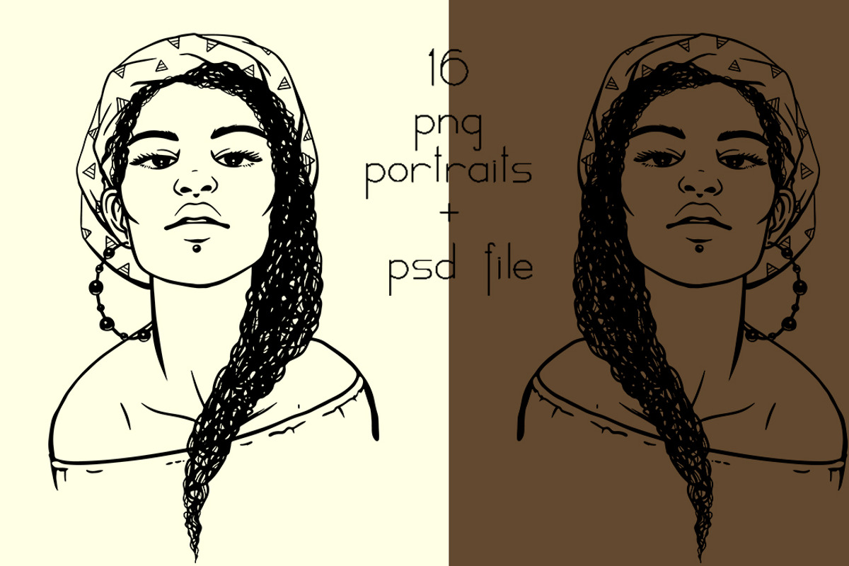 Hand-drawn Female portraits, an Illustration by Mandarinkas art (Photo 8 of 12)