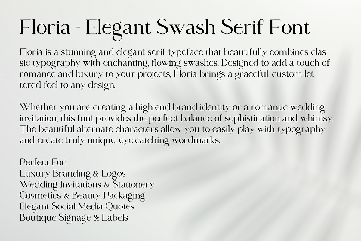 Floria - Elegant Swash Serif Font, a Serif Font by OWPictures (Photo 7 of 9)