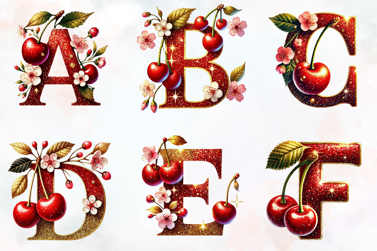 Spring cherry Alphabet clipart, an Illustration by RobertsArt (Photo 5 of 7)