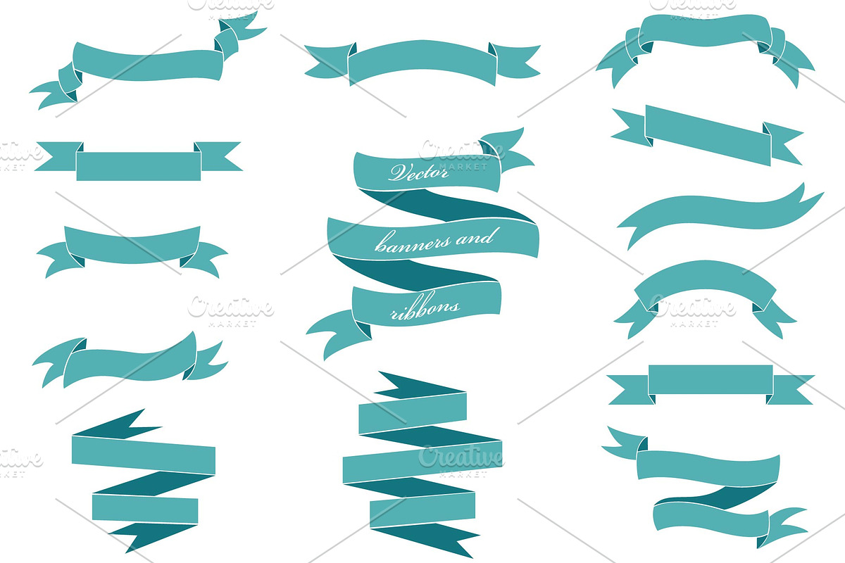 Banners and ribbons vector set, an Object Graphic by Alonka's Illustrations