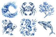 French Toile Ocean & Seaside Clipart, an Illustration by SinaCreation (Thumbnail 3 of 5)