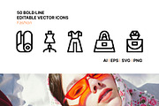 50 Fashion Icons, an Outline Icon by Side Project (Thumbnail 1 of 7)
