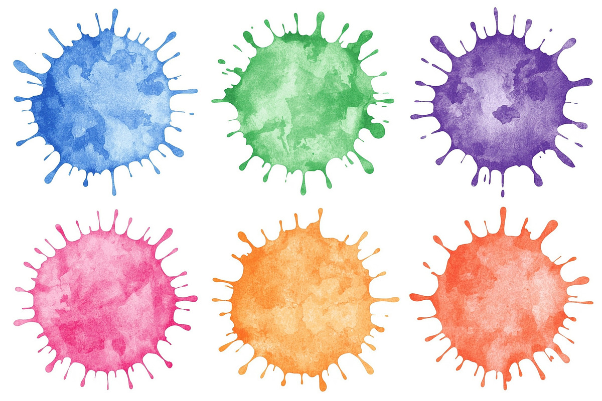 colorful watercolor splashes design, an Illustration by Amazin_art (Photo 6 of 6)