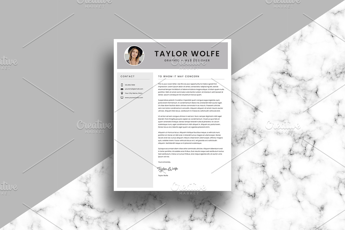 Resume/CV Template - 3 Page - Taylor, a Resume Template by Minty Fresh Graphics (Photo 2 of 4)