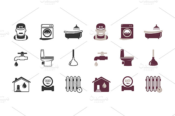 Plumbing And Engineering Icons Set