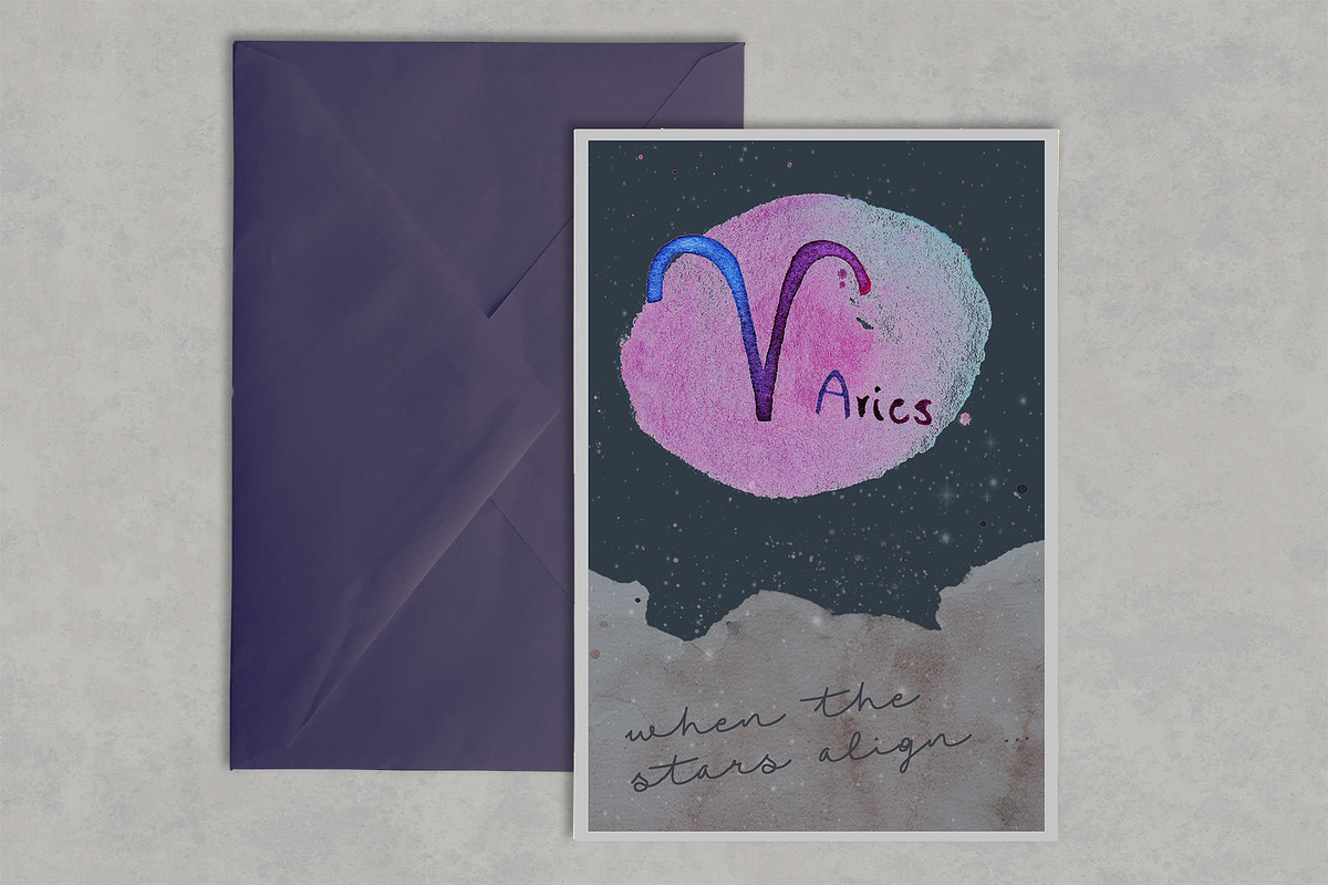 Zodiac Signs Watercolor Backgrounds, an Illustration by paperlions (Photo 5 of 8)