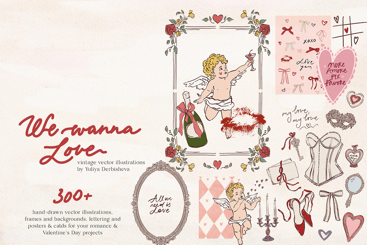 Valentines Day vintage Cupid Love, an Object Graphic by Yuliya Derbisheva (Photo 1 of 17)