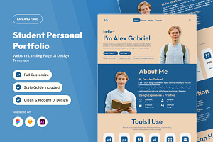 Alex – Student Portfolio Landing, a Landing Page Template by trabaskriya