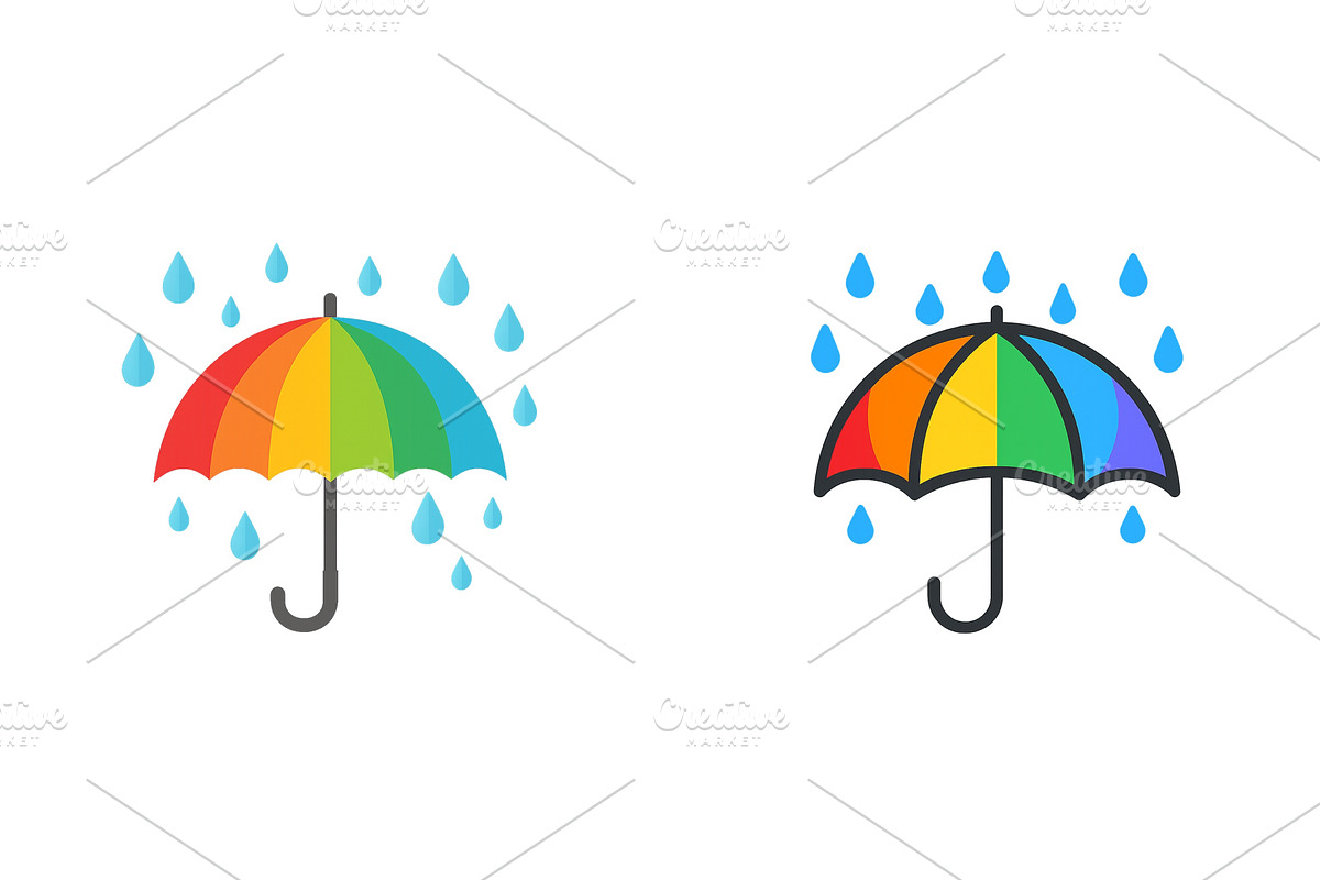 Colorful umbrellas with raindrops in, an Illustration by ZinetroN