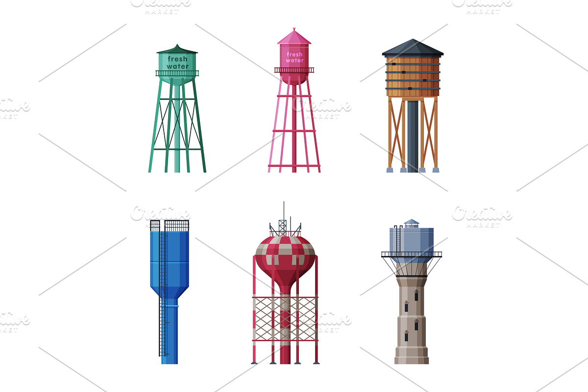 Elevated Water Tower with Tank as, an Illustration by TopVectors