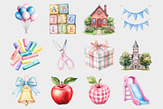 Watercolor School Supplies Clipart, a Seasonal Illustration by Design Market (Thumbnail 4 of 5)