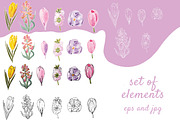 Set of floral elements and wreaths, an Illustration by fiolika (Thumbnail 5 of 13)