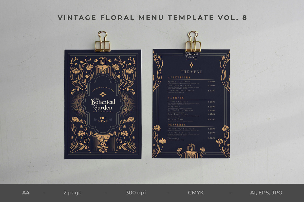 Vintage Floral Menu Vol.8, a Brochure Template by Bewalrus Studio (Photo 1 of 5)