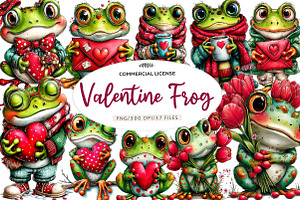 Whimsical valentine frog clip-art, an Illustration by CreationArt
