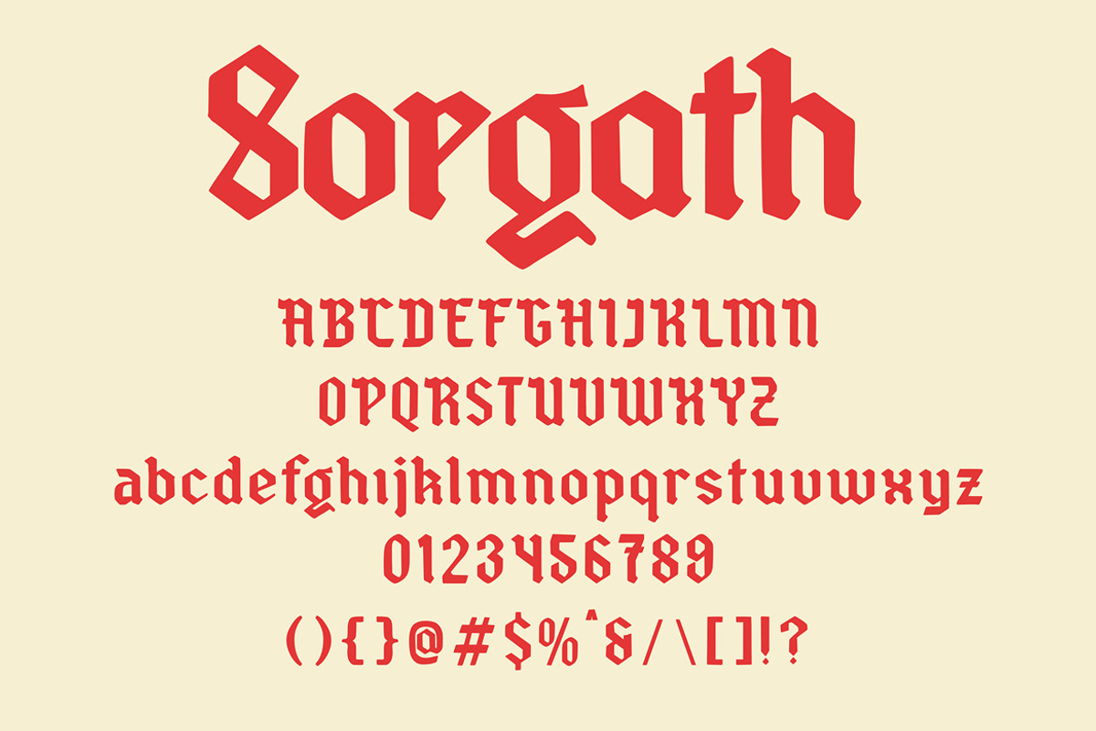 Sorgath – Blackletter Typeface, a Blackletter Font by MERCI STUDIO (Photo 8 of 8)
