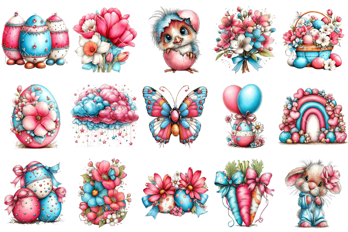Whimsical Easter Clipart Bundle, an Illustration by OK Design (Photo 3 of 6)