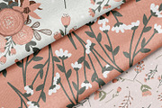 Pink Floral Clipart & Seamless Paper, an Illustration by illuztrate (Thumbnail 5 of 6)