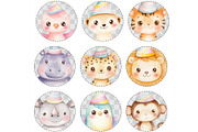 Safari Birthday Watercolor Clipart, an Illustration by CharmClipart (Thumbnail 6 of 8)