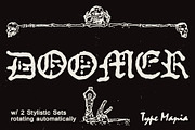 Doomer TM – Distressed Blackletter, a Blackletter Font by Type Mania (Thumbnail 1 of 10)