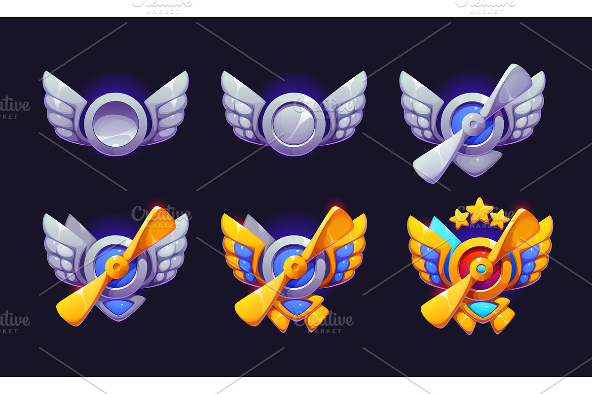 Aviation plane game rank badge, a Technology Illustration by Vector Tradition