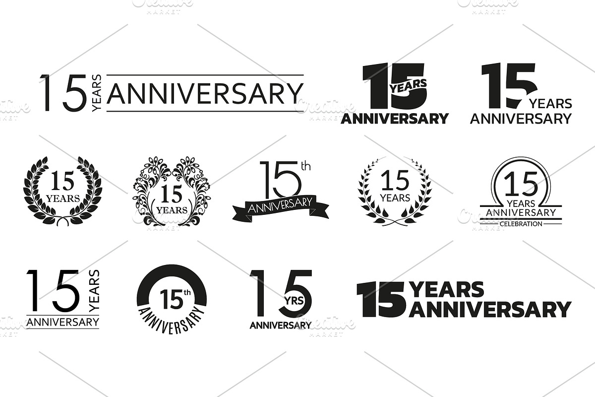 15 years anniversary icon, logo set, a Background Graphic by VM25