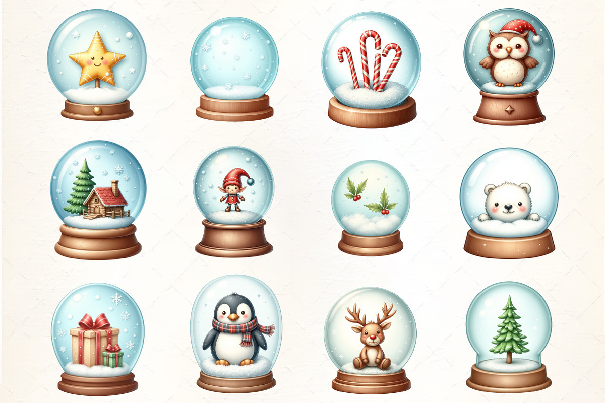 Cute Snow Globe Characters Clipart, an Illustration by CrexoraLab (Photo 4 of 5)