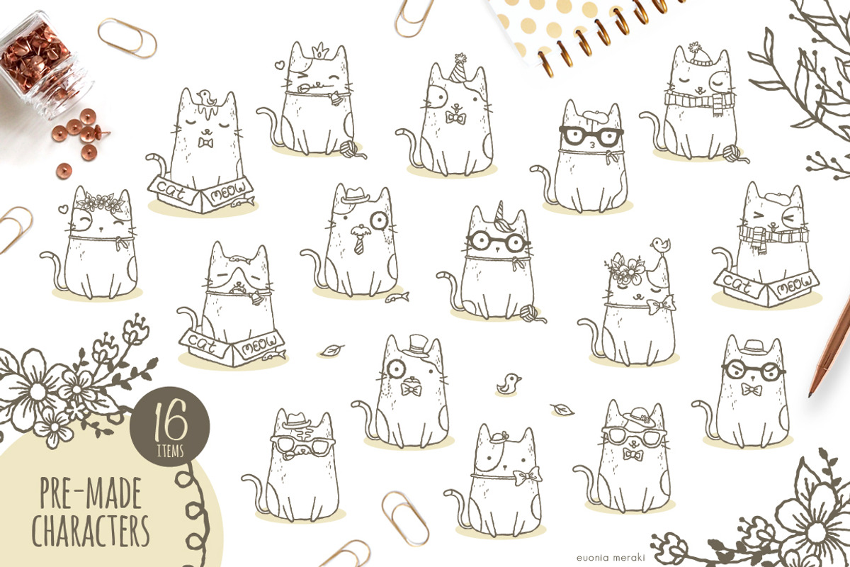 Cat Society - Cute Character Creator, an Animal Illustration by Euonia Meraki (Photo 4 of 15)