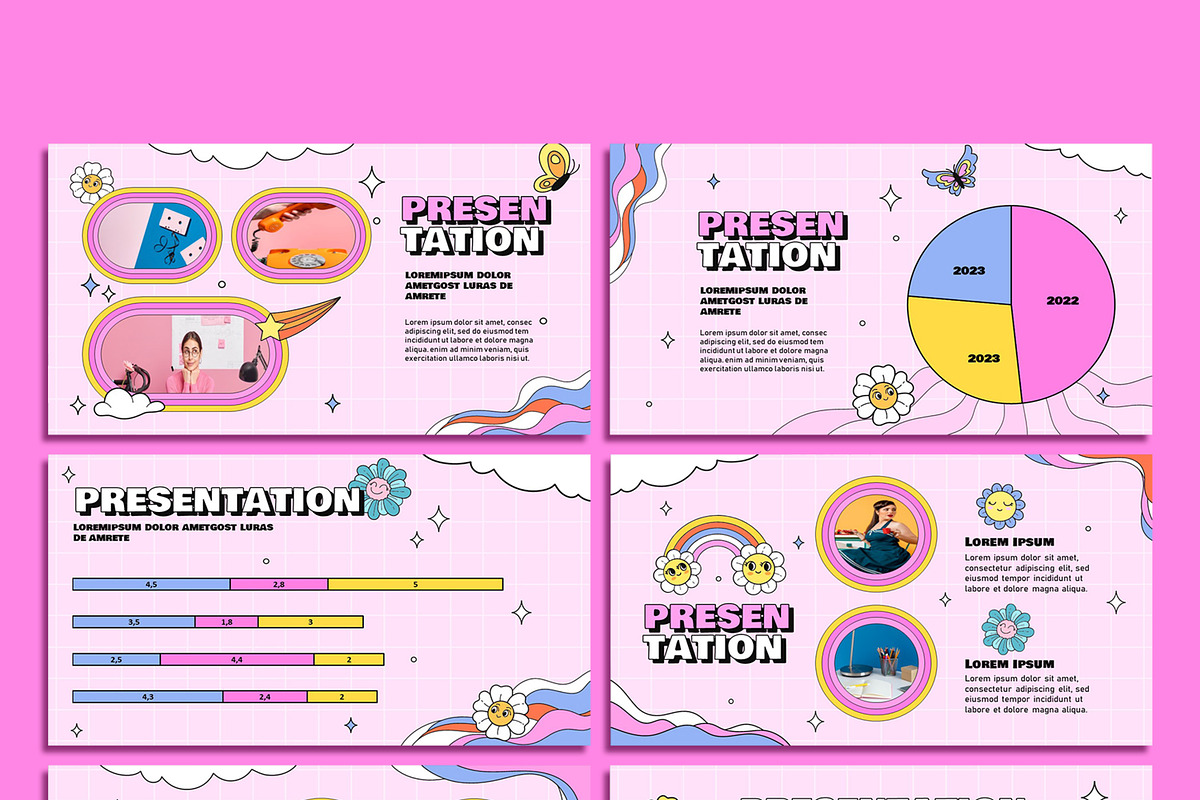 Retro Pink 90's Powerpoint Template, a Presentation Template by SKY CREATION (Photo 4 of 6)