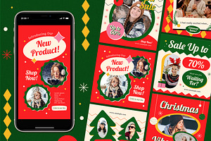 Red Christmas Sale Instagram Set, a Social Media Template by Aiyari Graphic