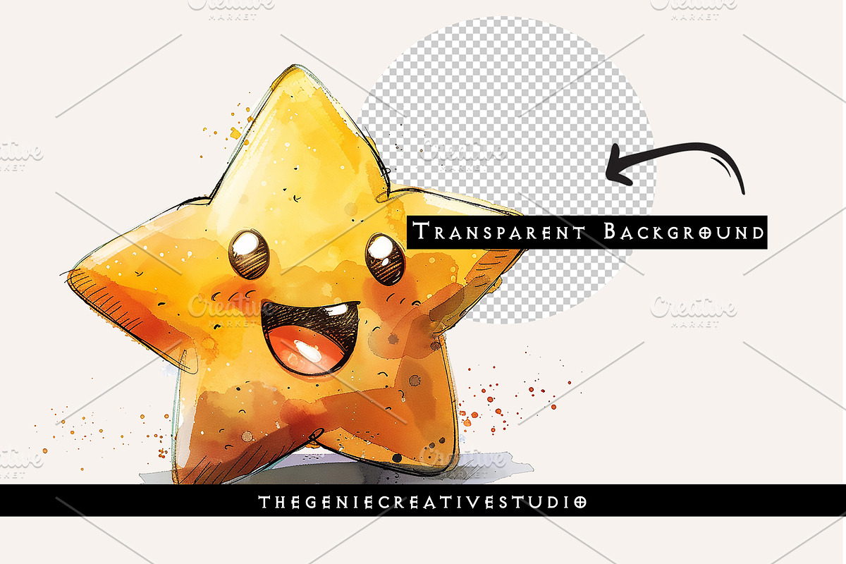 Cartoon Star PNG Clipart Set, an Object Illustration by Geniecreativestudio (Photo 2 of 9)
