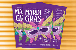Mardi Gras Party Flyer, a Flyer Template by Gumico Studio.