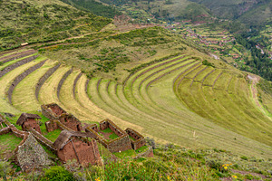 Ancient Inca terraces and ruins at Pisac in the Sacred Valley, P, an Architecture Photo by GoodGoods