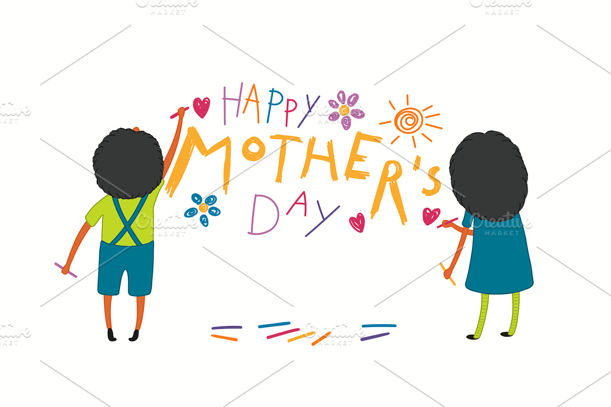 Mothers Day card with kids drawing, a Person Illustration by sceptical cactus