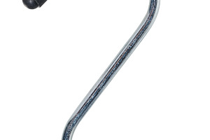 Metal hook with black plastic tips on isolated background, an Industrial Photo by ndanko
